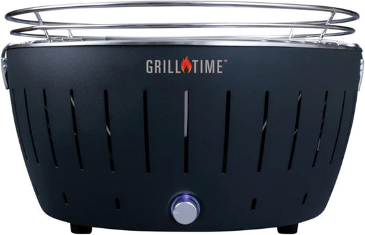 GrillTime Tailgater GTX Portable Charcoal Grill 16 Inch - Smokeless Tabletop Grill for Camping, Tailgate Parties, Beach BBQ, Travel Grey