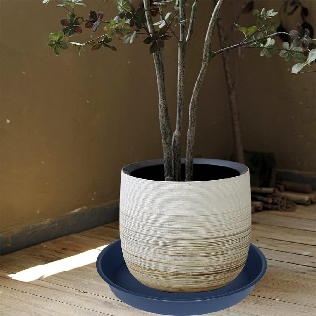 4 Pack of 16 inch Plant Saucer, Heavy Duty Round Plant Trays for Pots, Bird Bath Bowls, Plastic Plant Water Tray, Flower Plant Saucers for Indoors (16", Blue)