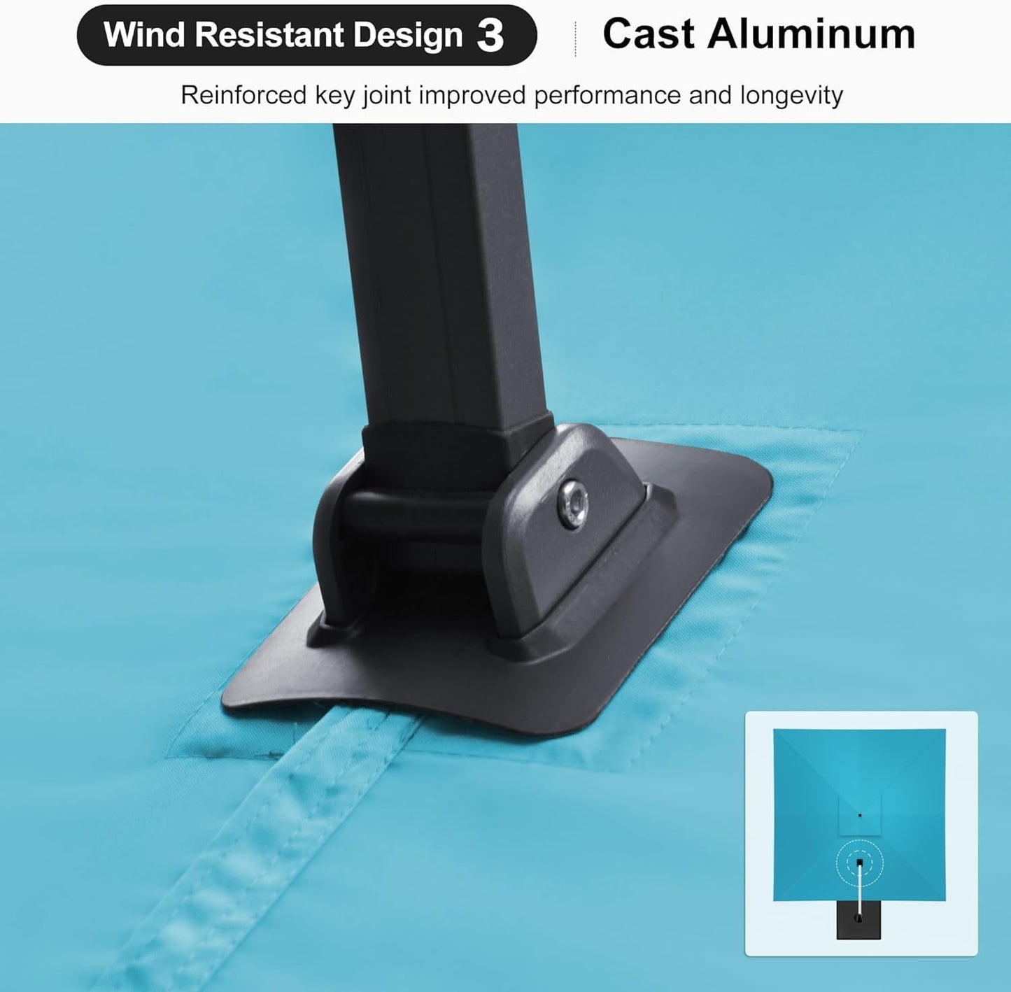 PURPLE LEAF 10' X 13' Outdoor Cantilever Umbrella Large Patio Hanging Double Top Rectangle Tilting Offset Umbrella with 360-degree Rotation for Outdoor Patio Pool Deck Turquoise Blue