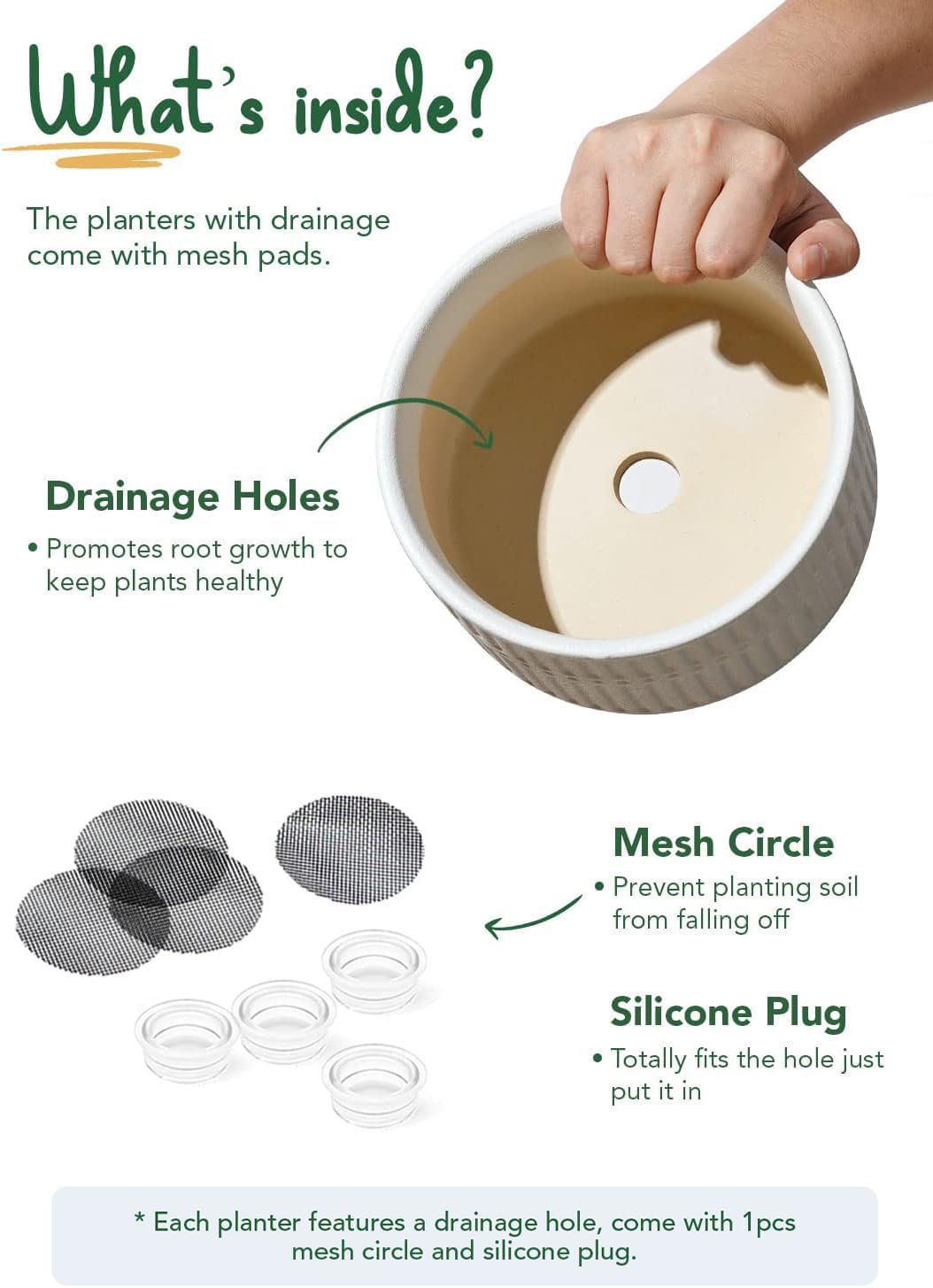 LE TAUCI Succulent Pots, 6.5+8 Inch Ceramic Indoor Plant Pot with Drainage Hole, Shallow Round Succulent Planters, Set of 2, Matte White