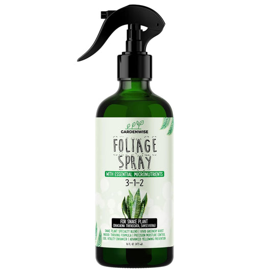 Professional Foliar Plant Spray with Essential Micronutrients 3-1-2 for Snake Plants, Dracaena trifasciata, Sansevieria - Liquid Fertilizer - Plant Food - Plant Shine - Plant Care (16 OZ)