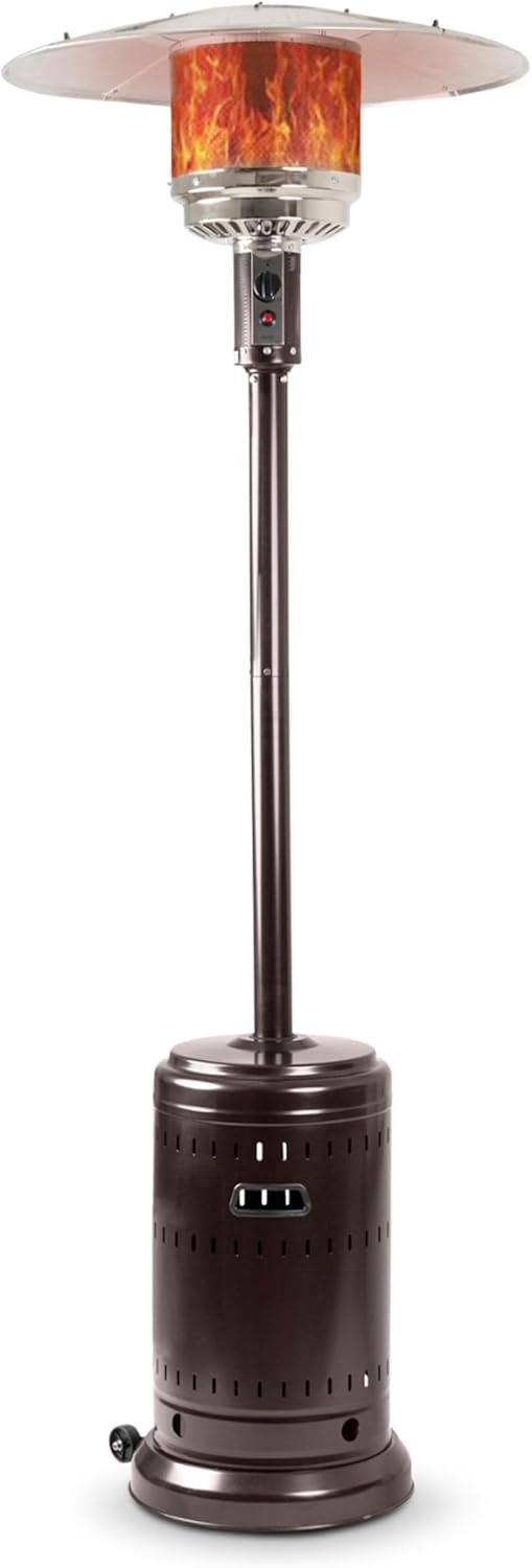 Amazon Basics 46,000 BTU Outdoor Propane Patio Heater with Wheels, Commercial & Residential, Havana Bronze, with Water Tank, 32.1 x 32.1 x 91.3 inches (LxWxH)