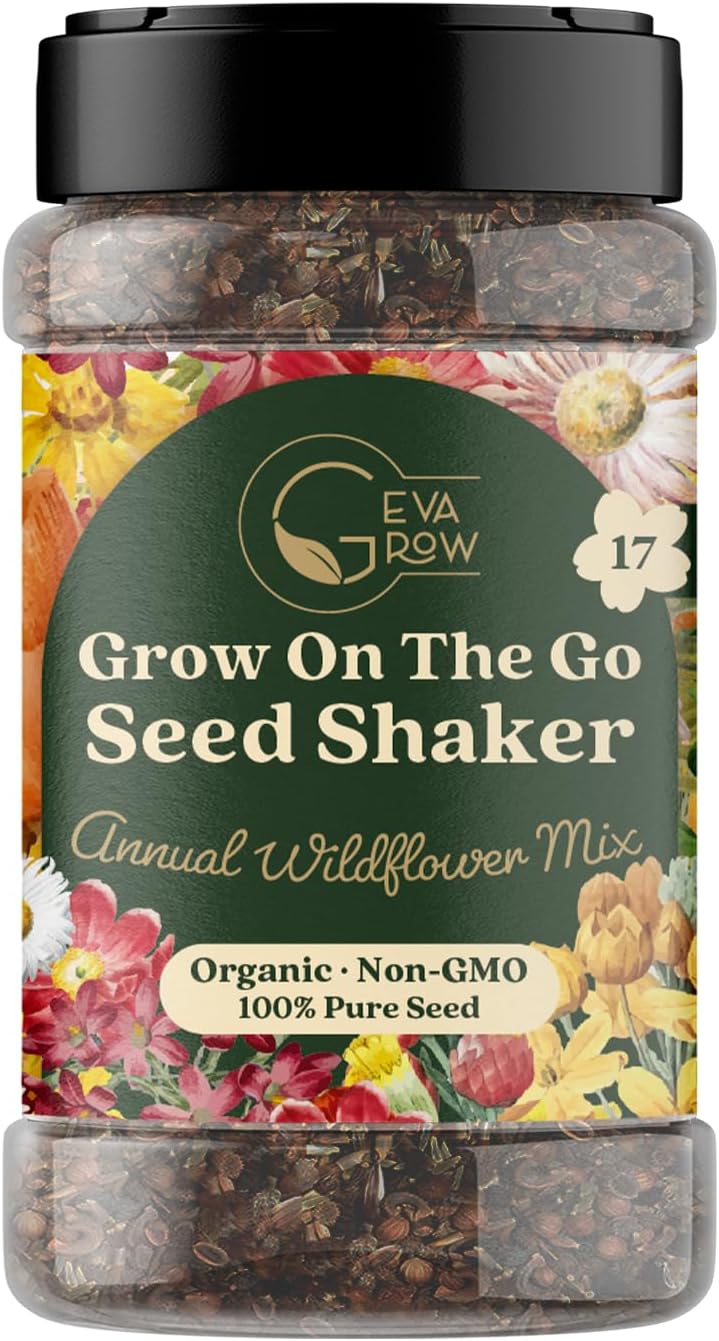 Wildflower Seed Shaker – Awesome Annual Mix by GevaGrow - 2 Ounce Shaker