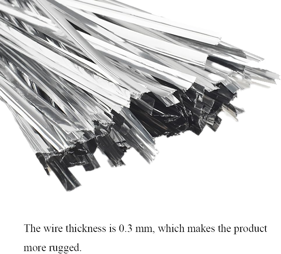 HAHIYO 300Pcs 8inches Silver Metal Twist Ties Bread Candy Coffee Bag Ties Plant Garden Twist Ties for Cellophane Treat Bags Gift Wraping Bags Plastic Bags Halloween Party Cake Present Art Crafts