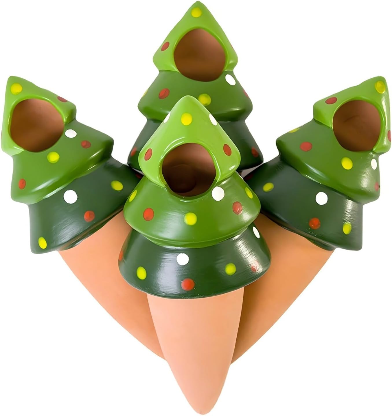 4 Pack Terracotta Christmas Tree Automatic Plant Watering Devices,Household self Watering Planter Insert, Watering Spikes for Indoor Plants,Holiday Potted Plant Continuous Moisture Device