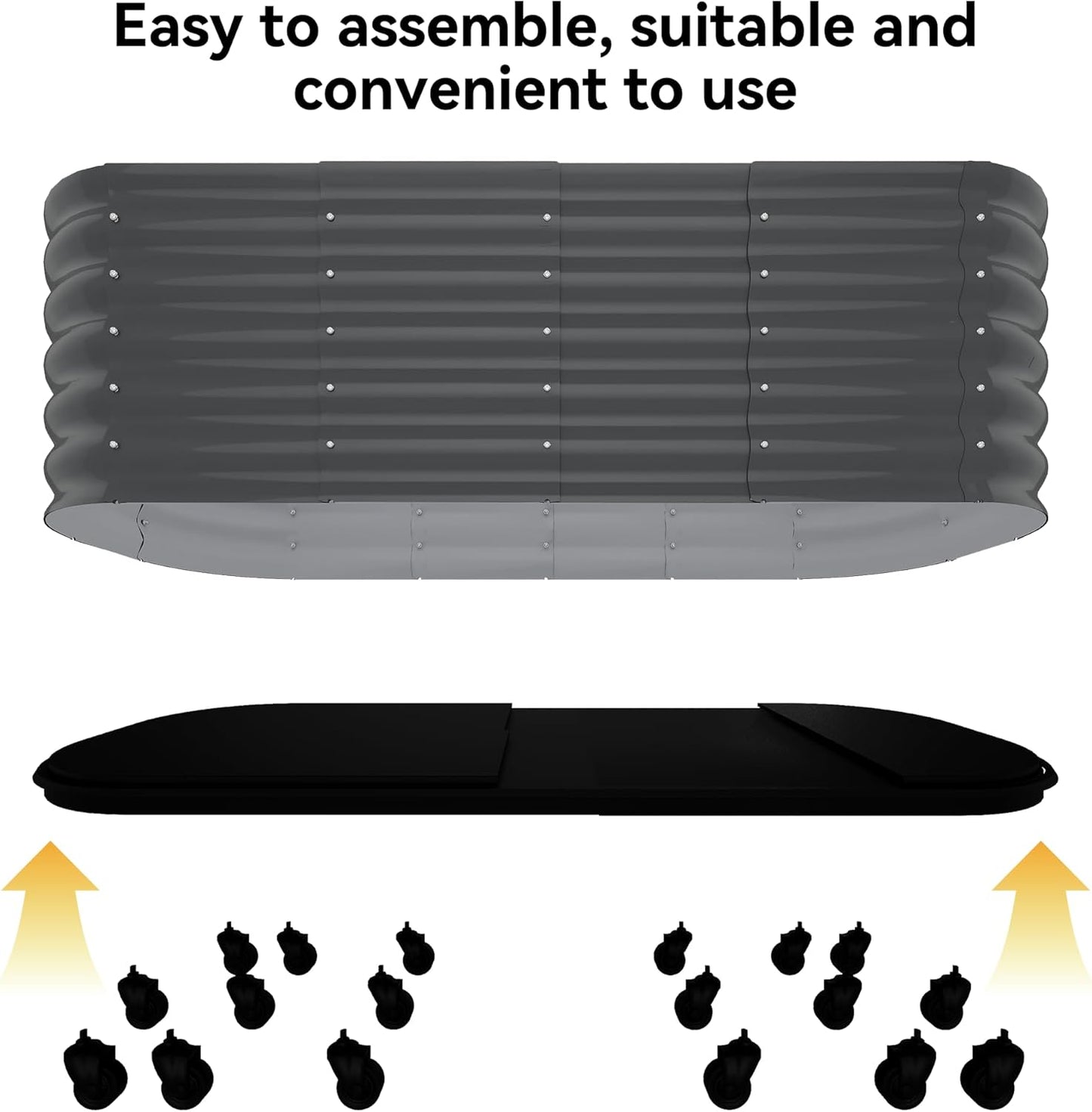 95x24x20in Galvanized Raised Garden Bed with Wheels & Water Reservoir – Durable Outdoor Planter Box, Elevated Raised Beds for Gardening, Portable Garden Box for Indoor/Outdoor Plants, Gray