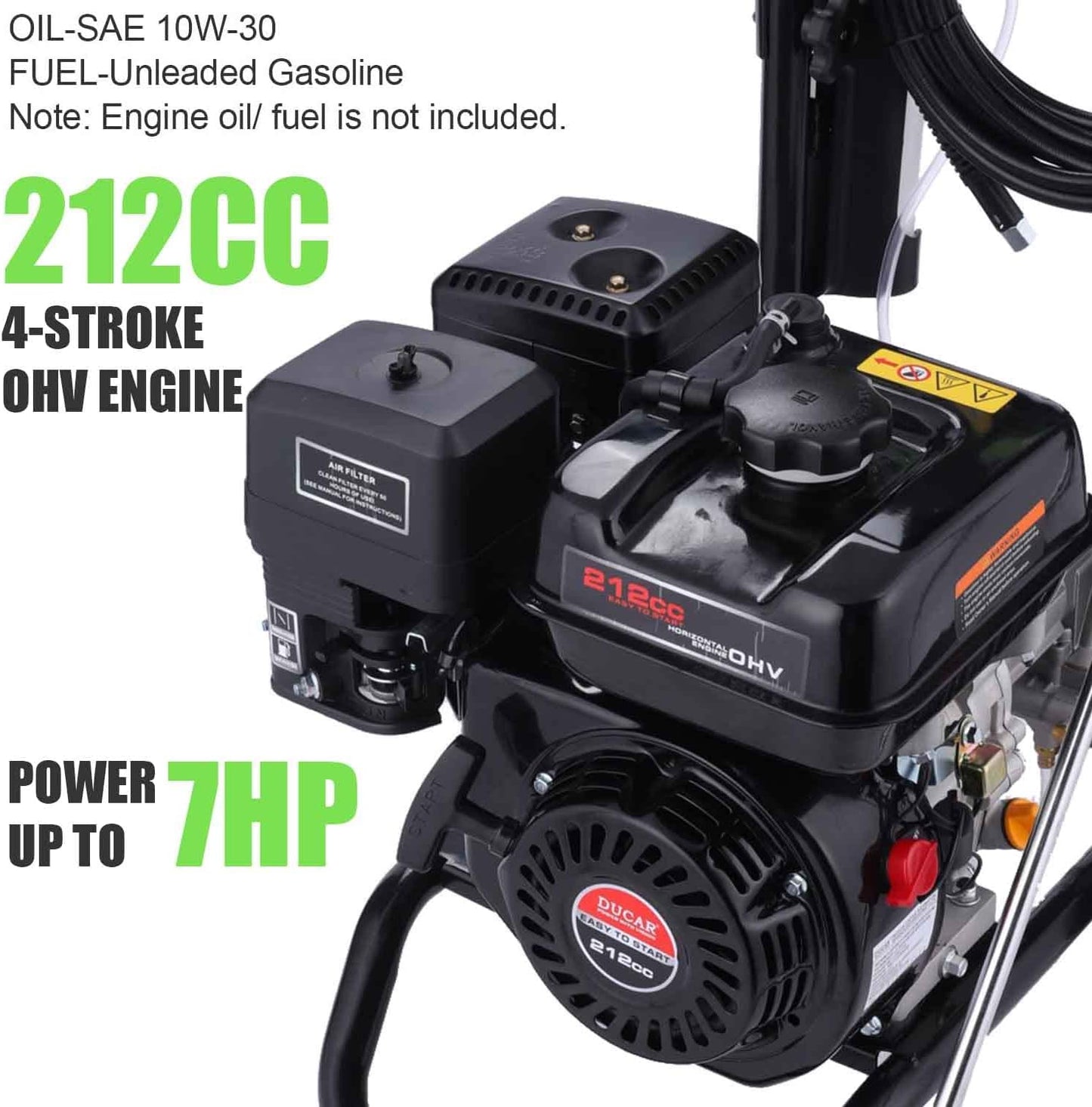 4200PSI Gas Pressure Washer, 4.0GPM Heavy Duty Power Washer with 212CC 7.0 HP, 5 Nozzles, 25ft Hose & 0.5Gal Soap Tank,for Cleaning Car Driveways Fence Furniture, EPA/CARB/ETL Compliant (Black)