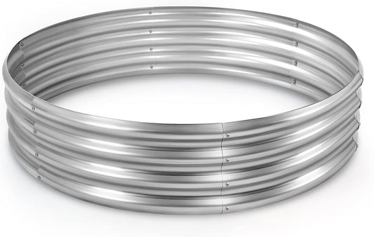 Land Guard Galvanized Raised Garden Bed Kit, Round Large Metal Galvanized Planter Raised Garden Boxes Outdoor…