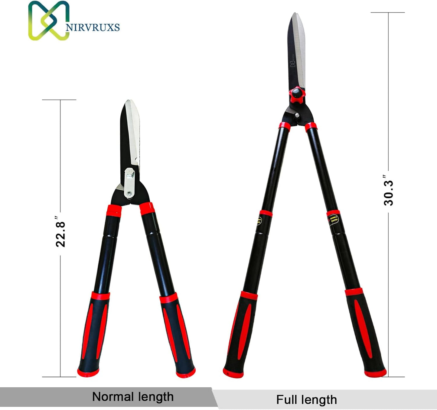 Garden Hedge Shears Heavy Duty with 22.8"-30.3" Extendable Handle, Plant Cutting Scissors -Lawn Pruners - Yard and Garden Tools