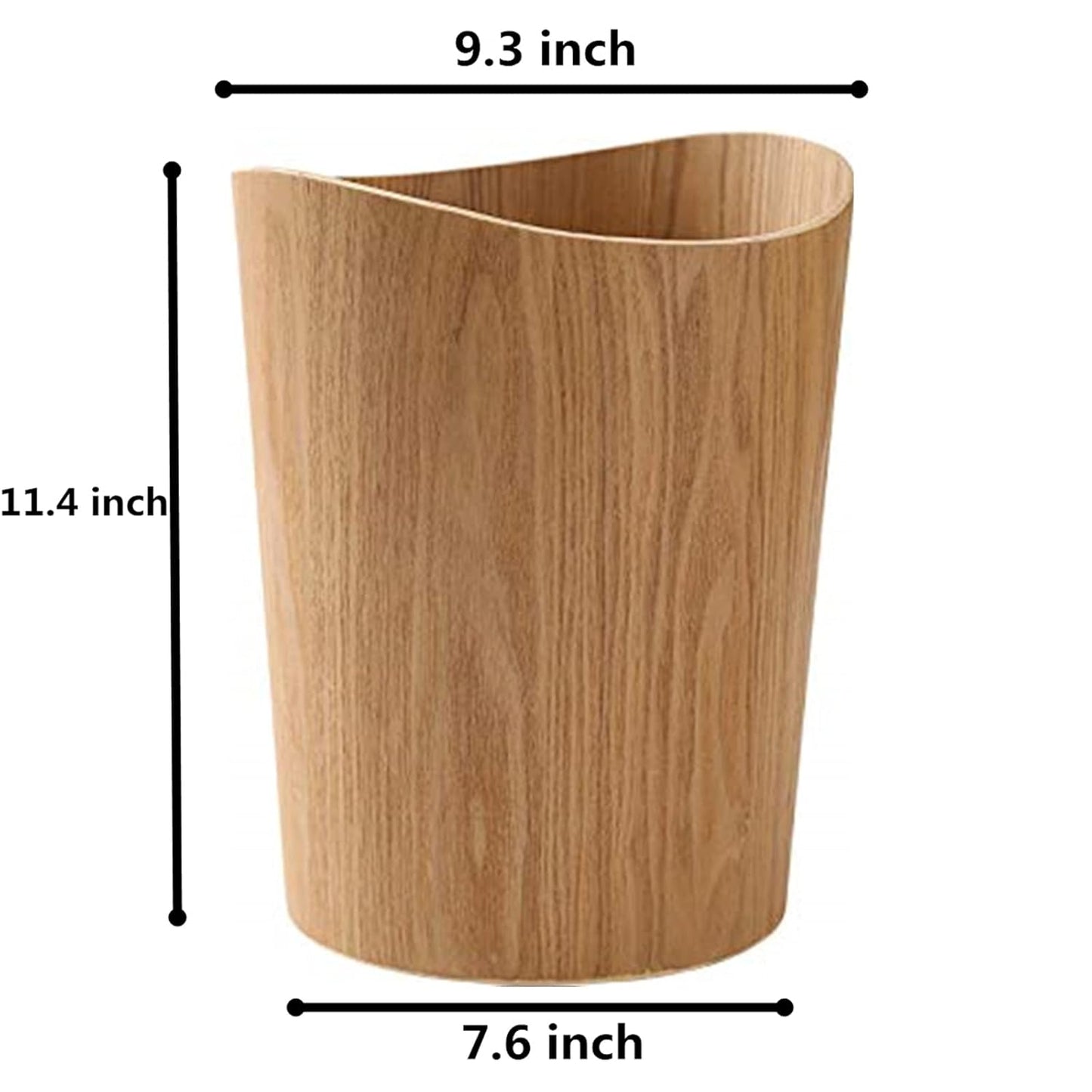 Wood Trash Can, Round Stackable Wastebasket, Natural Garbage Recycling Bin for Bathrooms, Powder Rooms, Kitchens, Home Offices (B-Light Wood)