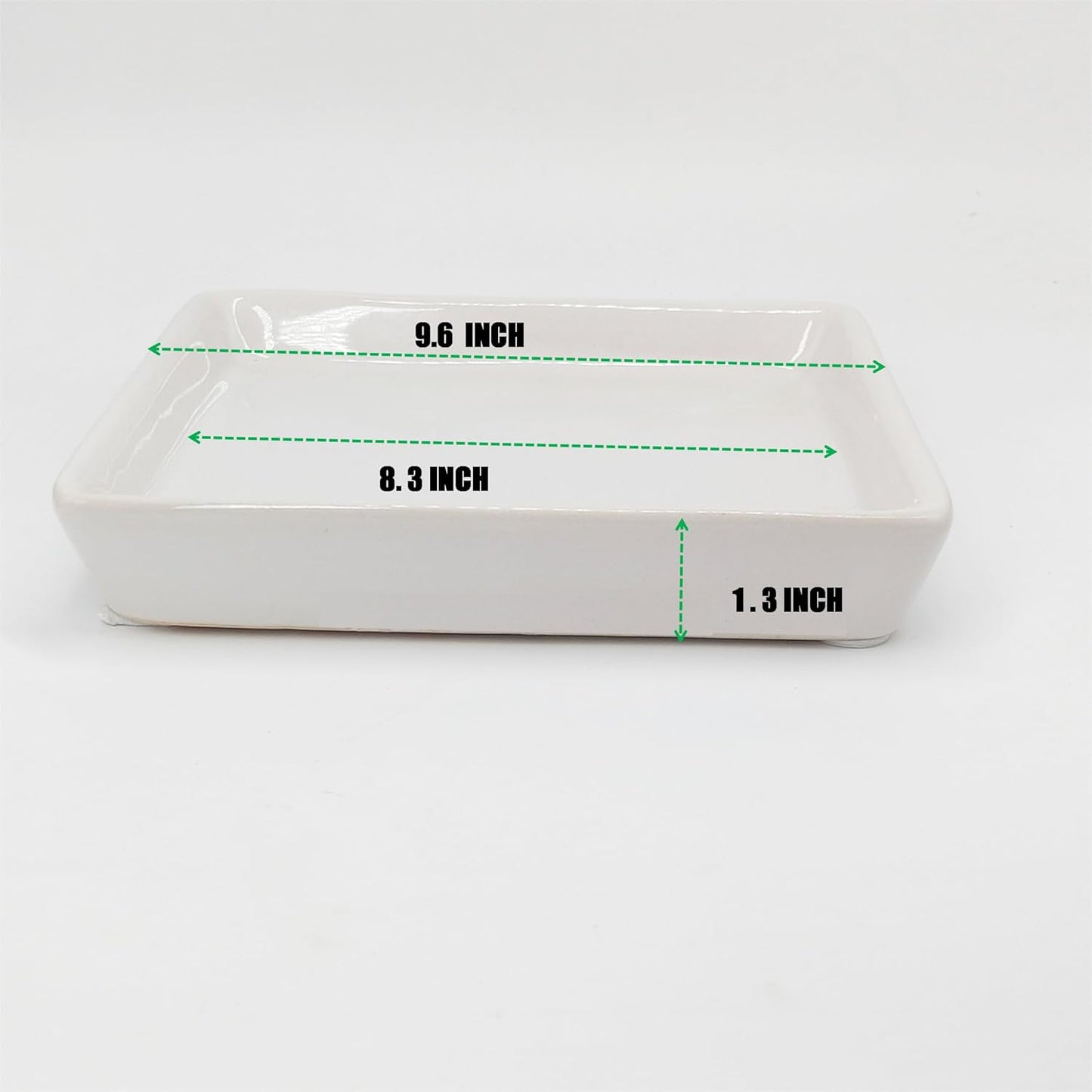 Square Plant Saucer 10 Inch 1 Pack，Plant Trays for Pots, White Ceramic Plant Saucers for Indoors Outdoors, Plant Drip Tray 4 6 8 10 12 14 Inch