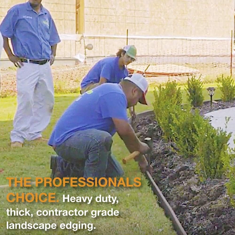 USA Made - Heavy Duty Landscape Edging, Garden Planter & Pathway Bender Board Edge Border Kit - Thick Terrace Board 3.3" H x 16'ft L - Includes 4 Stakes