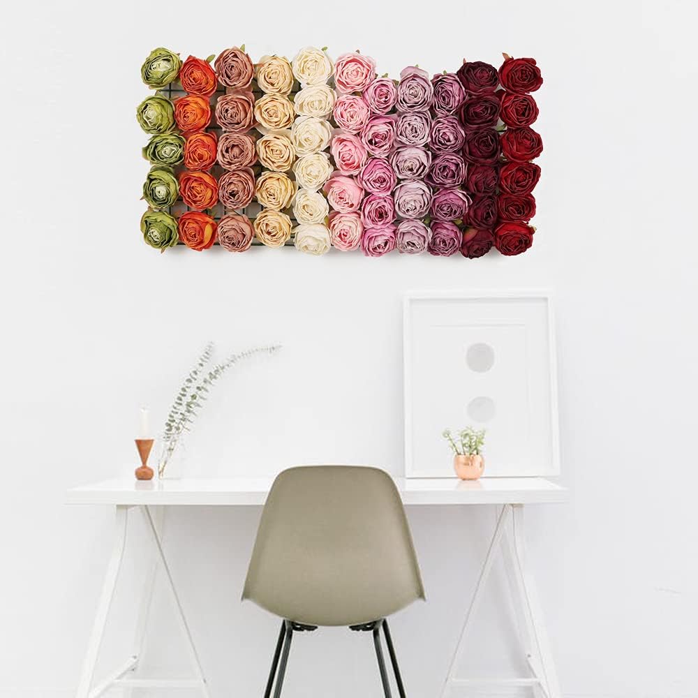 IPOPU Artificial Flowers Rose Heads 25PCS Artificial Rose Flower for Decorations Dried Flower Rose Heads Bulk for Wedding Flower Wall Decor Bridal Party Room Decor (Sunset Mixed)