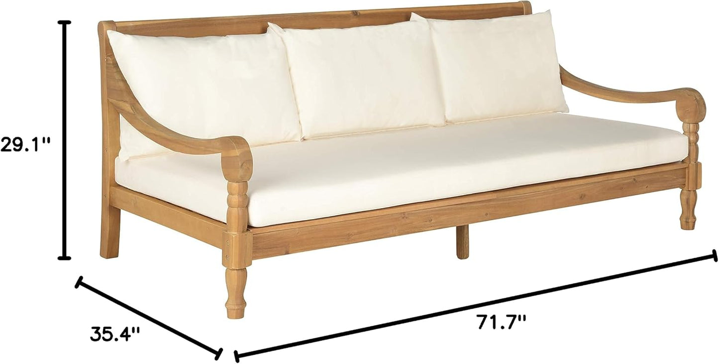 Safavieh Outdoor Collection Pasadena Brown /Taupe Acacia Wood Cushioned Daybed