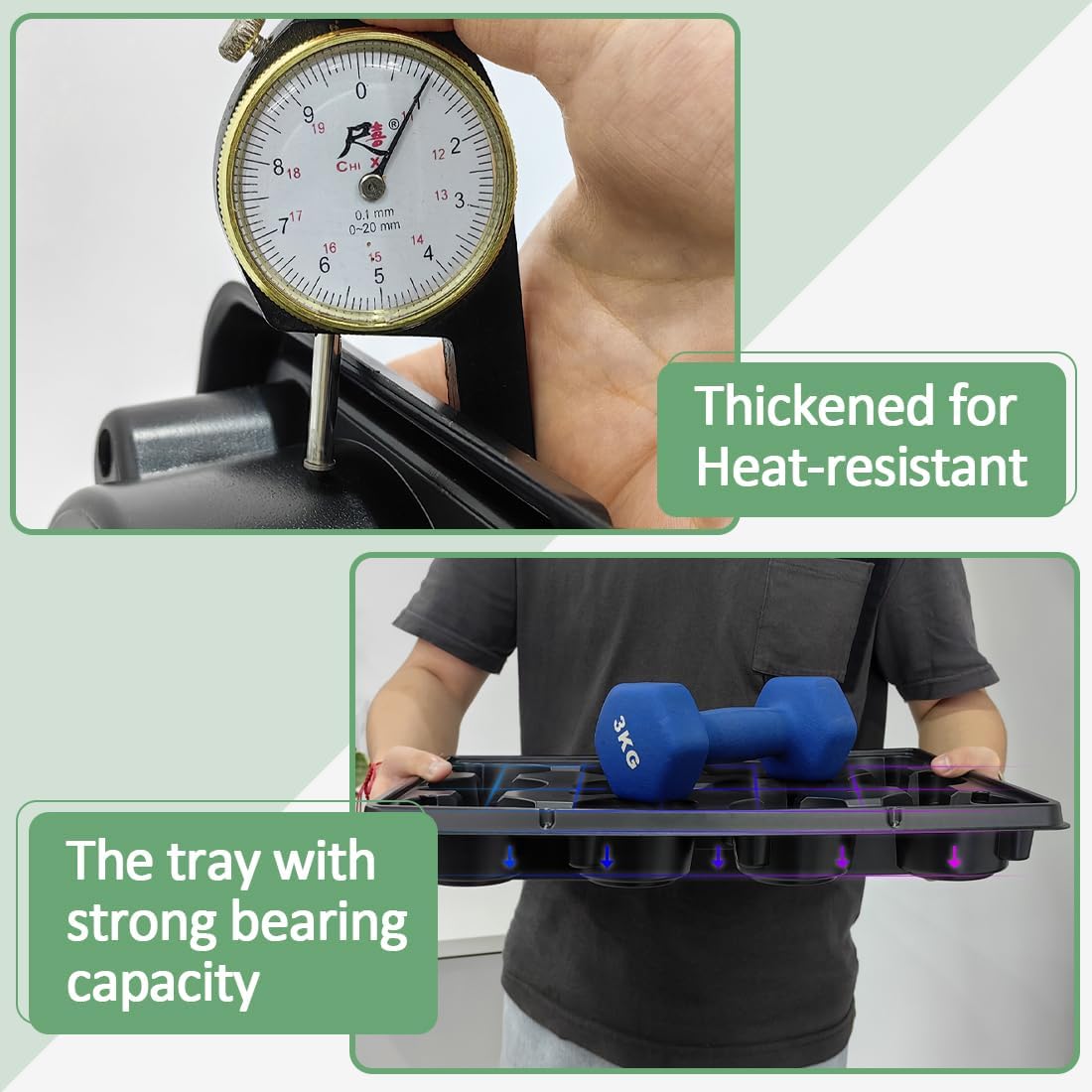 12 Cell Nursery Pot Trays 5 Pack with 4 Inch Clear Plant Pots 60 Pack, Thick Sturdy Seeds Starting Germination Shuttle Carrying Trays, Black Small Planter Nursery Propagation 5 Sets