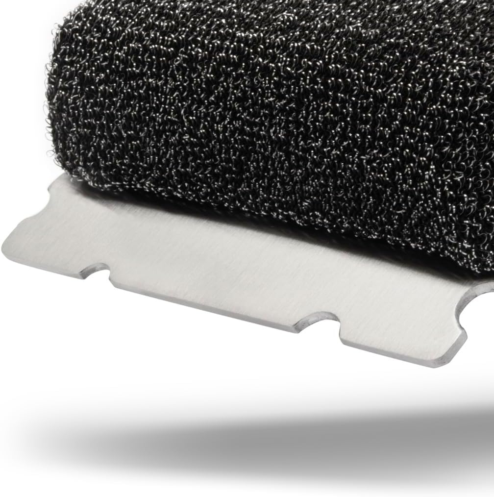 BBQ-AID Bristle Free Grill Brush and Scraper for Barbecue - Extended Large Wooden Handle With Replaceable Head - No Scratch BBQ Cleaning Accessories for Outdoor Grills