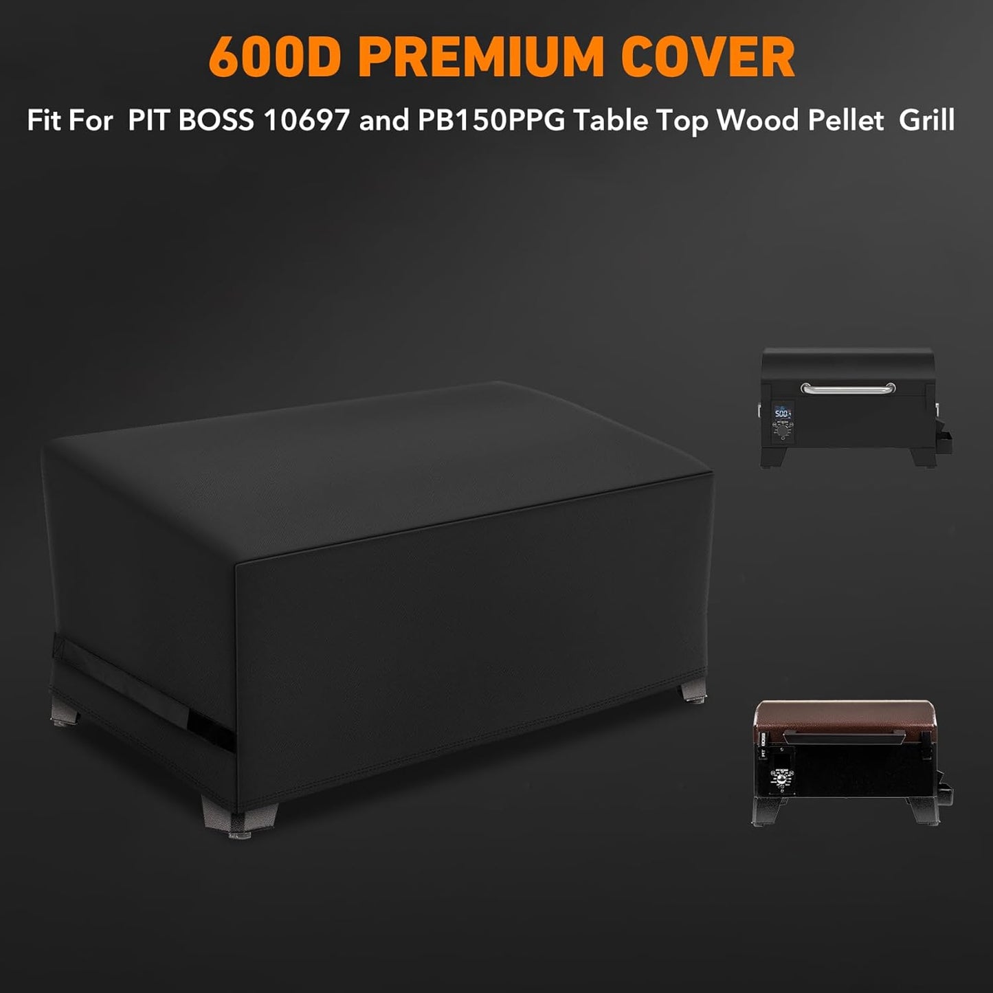 Heavy Duty 600D Polyester Cover Compatible with Pit Boss Portable Table Top Pellet Grill 10697 and PB150PPG Grills