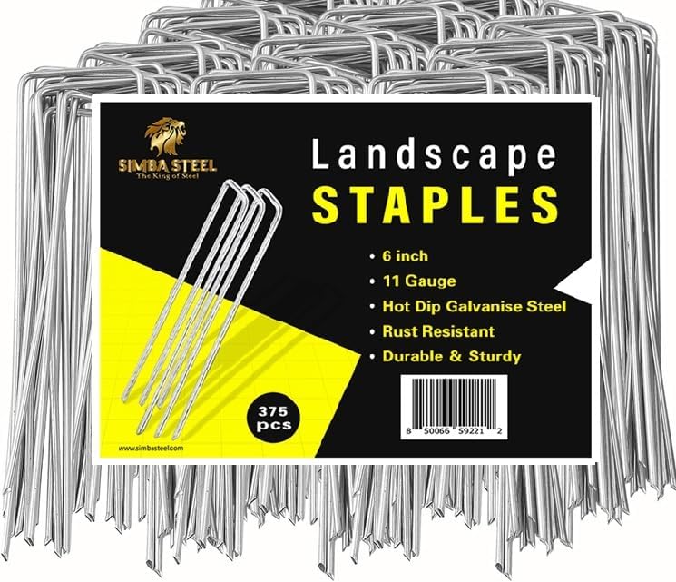 75 Pack x 6 Inch Landscape Staples Galvanised, Fabric Pins, 11 Gauge, Garden Staples, Tent Stakes, Fabric Pins for Lawn, Fence, Tent, Decoration, Weed Barrier, Outdoor. (75 x 6in)