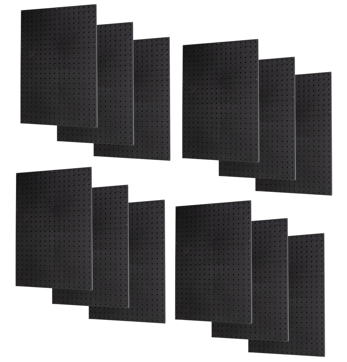 WallPeg Pegboard Panels Garage Organization - 12 ea (24"x16") Black Peg Board Panel Set - (PB-1-B) Tool Organizer, Crafts, Shop, Home, Office, Wall Storage Kit