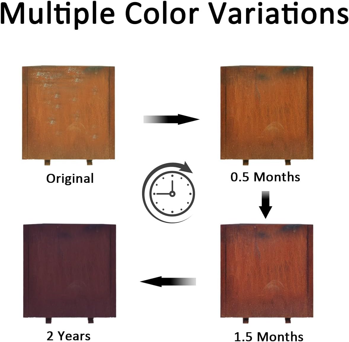 Corten Steel Cube Planter, 20in, Perfect for Patios & Terraces, Rust Patina Finish, Outdoor Box for Flowers, Trees & Shrubs