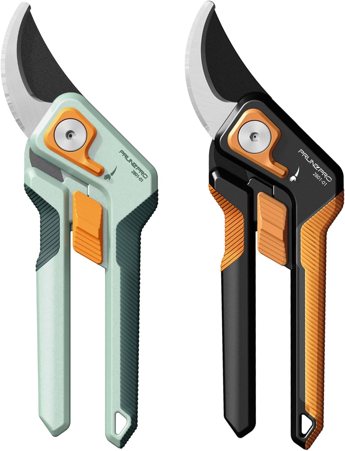 PrunePro 8" Professional Pruning Shears for Gardening Bypass Hand Pruner Stainless Steel Sharp Garden Scissors Plant Flower Rose Garden Clipper Green & Orange