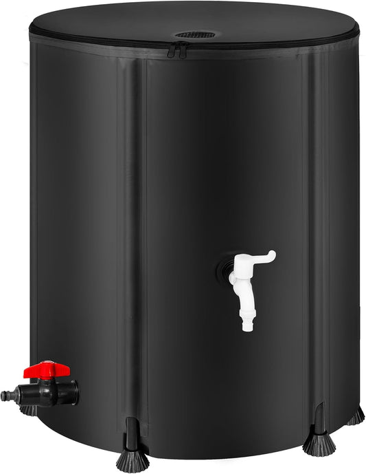 Collapsible Rain Barrel Water Storage Containers-53 Gallon Portable Rainwater Collect System Water Tank to Collect Rainwater from Gutter Downspout Water Catcher with Spigots,Filter＆Overflow Kits