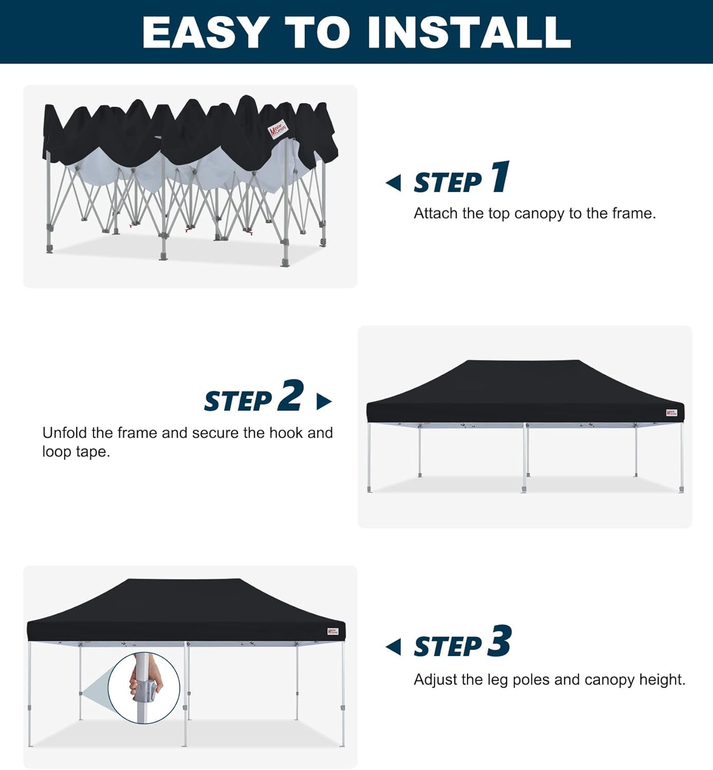 MASTERCANOPY Pop Up Canopy Tent Commercial 10x20 Instant Shelter (Black)