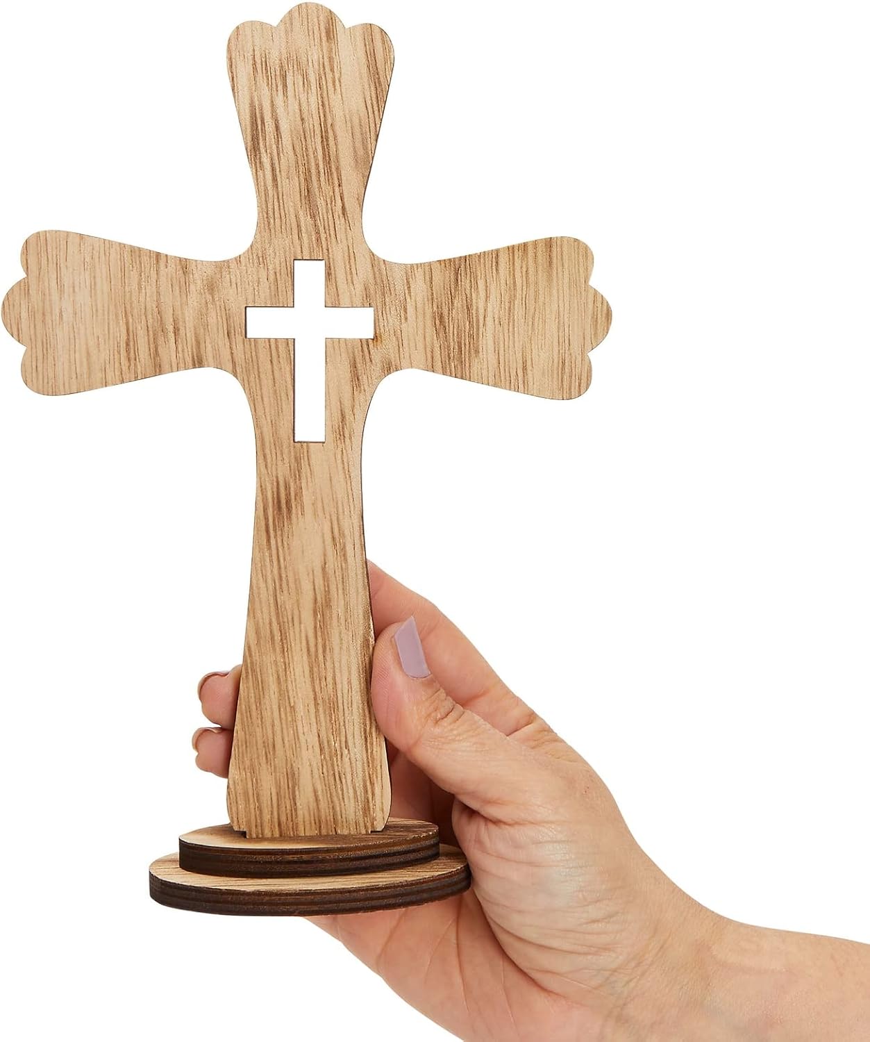 Juvale 3-Pack Wooden Cross Baptism Centerpieces - 6 x 2 x 9 In Brown Rustic Wood - Baptism Decor & First Communion Centerpieces for Tables - Wooden Crosses for Crafts