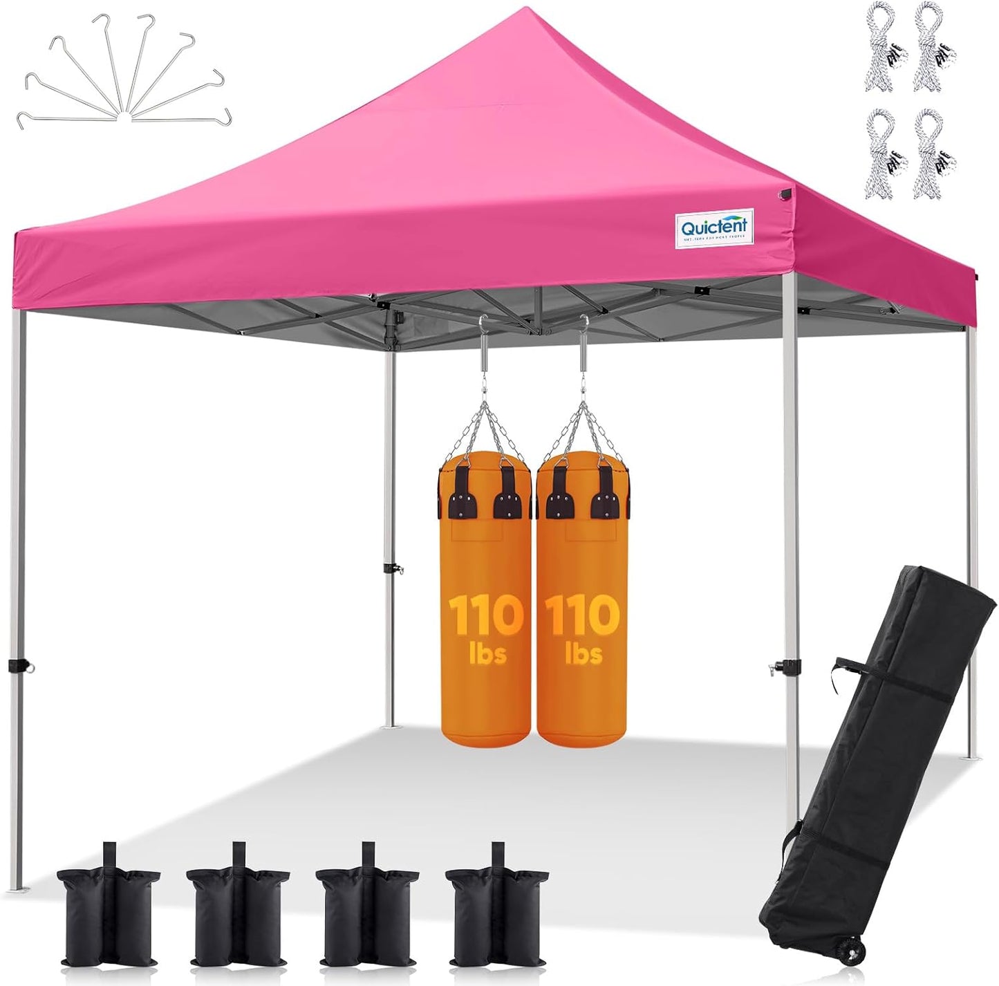 Quictent 10x10 Heavy Duty Pop Up Canopy Tent- Easy up Outdoor Commercial Canopies, Waterproof, 11ft Interior Height, Easy Setup, Includes Sand Weight Bags and Wheeled Carry Bag