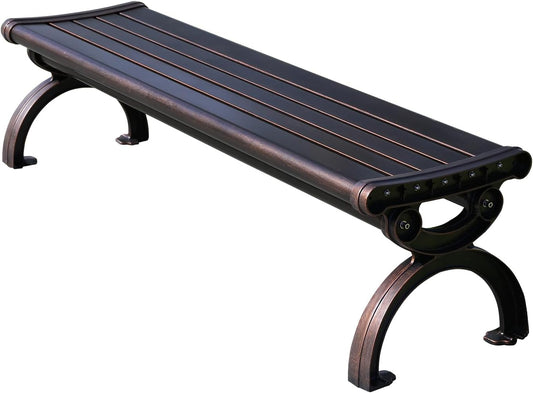 Outdoor Bench Chair Cast Aluminum Garden Bench Patio Bench All-Weather Park Bench for Backyard Porch Lawn (150cm Armless Park Bench)