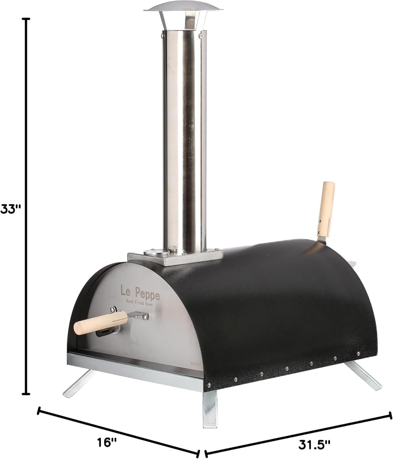 Le Peppe Portable Wood-Fired 12in Pizza Oven - Up to 900 Degrees in Minutes - Wood Chunks, Chips, Pellets and Charcoal - Double-Walled Steel with Fire Blanket Insulation - Red