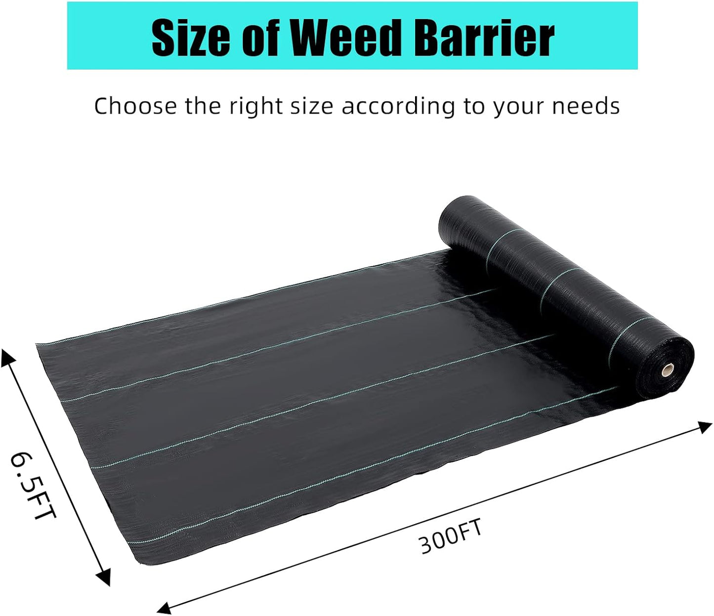 Towallmark 6.5ft x 300ft Premium 3oz Pro Garden Weed Barrier Landscape Fabric, Durable & Heavy-Duty Weed Block Gardening Mat, Easy Setup & Superior Weed Control, Eco-Friendly & Convenient Design