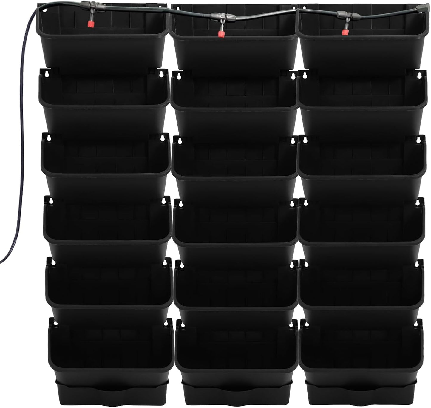 Self Watering Wall Planter with 18 Pots, Wall Planters for Indoor Plants, Vertical Garden Planter, Wall Mounted Plastic Plant Grow Pots for Fruits Vegetables Flowers Herbs (Black)