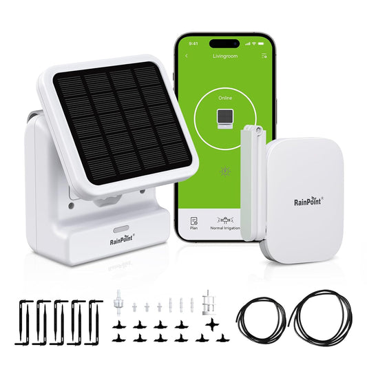 RAINPOINT Smart WiFi Solar Automatic Plant Watering System for House Potted Plants, Up to 20 Plants Expert Dripline Layouts Vacation Self Watering Drip Irrigation Pump Device Kit Indoor/Outdoor Garden