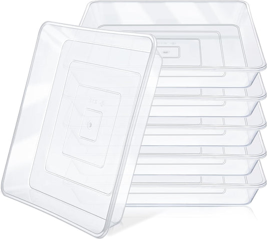 GREANER Clear Plant Plates to Catch Water, 12 Inch Durable Thick Saucer for Flower Pot, Square Plant Saucer Plant Trays for Pots, Flower Pot Saucers to Catch Water Drip Tray(6 Packs)