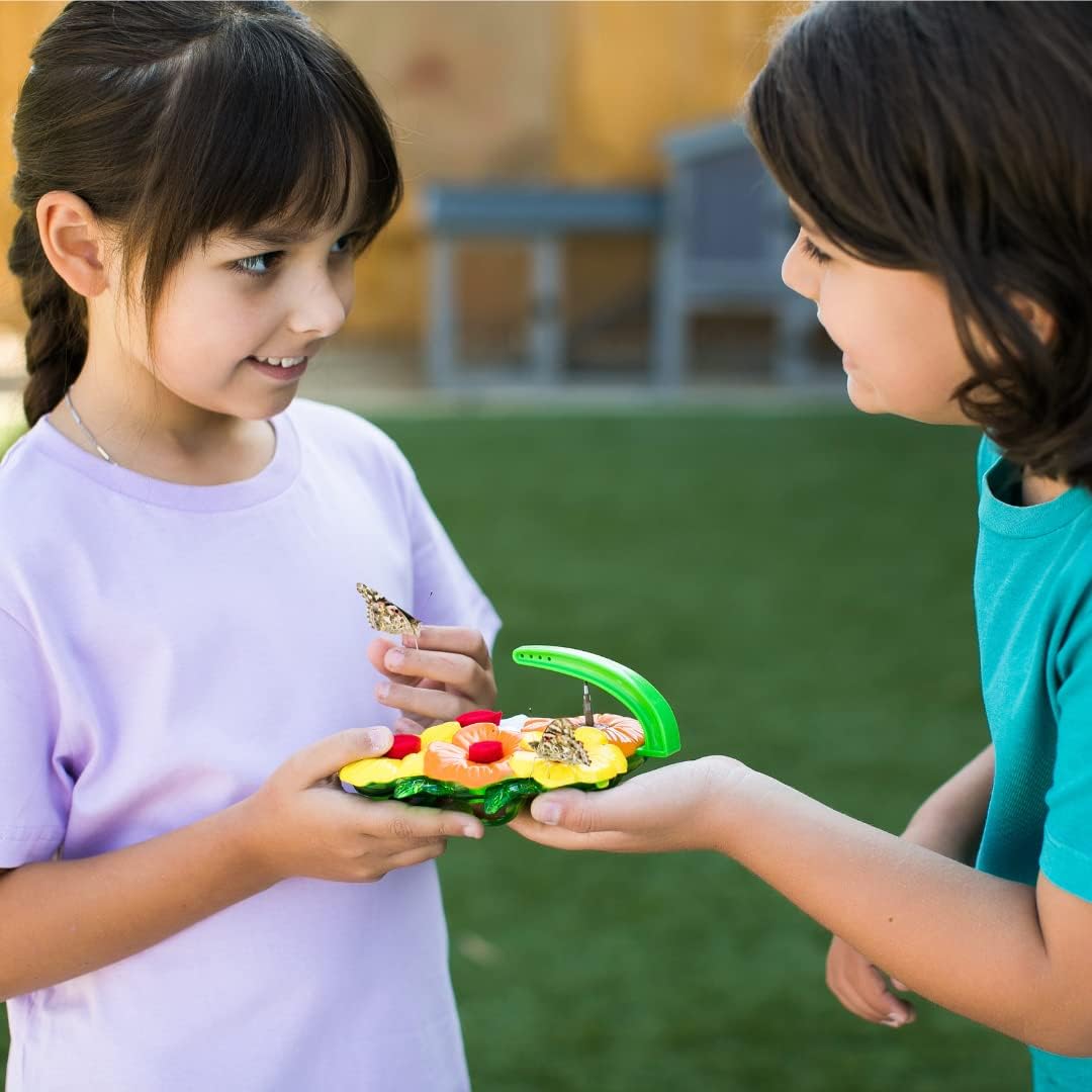 Deluxe Butterfly Feeder (Set of 2) – Outdoor Feeder – 4 Nectar Feeding Stations – Colorful Flowers Attract Butterflies to Your Garden