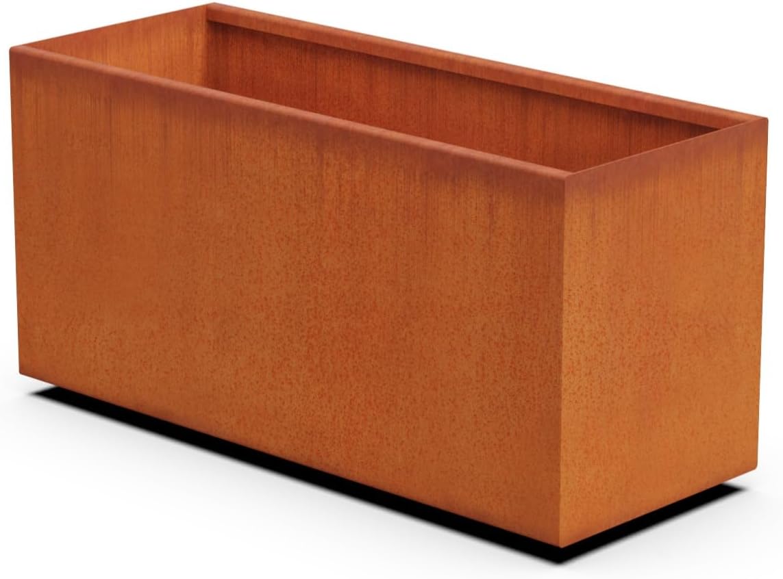 40-Inch Corten Steel Planter Box - Extra Large Rectangular Planter for Outdoor Plants | Modern Heavy Duty Design | Made in USA