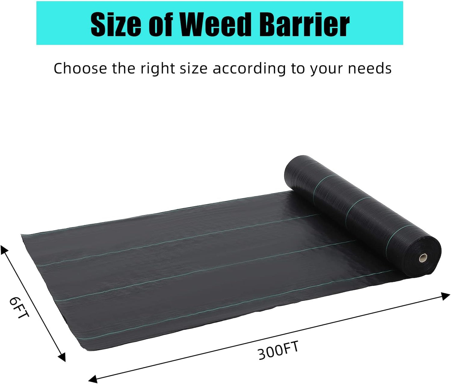 6ft x 300ft & 2.4oz Premium Garden Weed Barrier Landscape Fabric, Durable & Heavy-Duty Weed Block Gardening Mat, Easy Setup & Superior Weed Control, Eco-Friendly & Convenient Design
