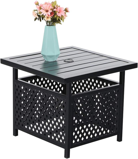 PHI VILLA Outdoor Patio Umbrella Side Table Base Stand with 1.57" Umbrella Hole for Garden,Pool Deck - Black