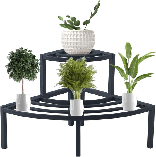 Aluminum 2-Tier Plant Stand Lightweight, Sturdy, and Rust-Free Corner Shelf Ladder Rack Perfect for Indoor and Outdoor Greenery Display