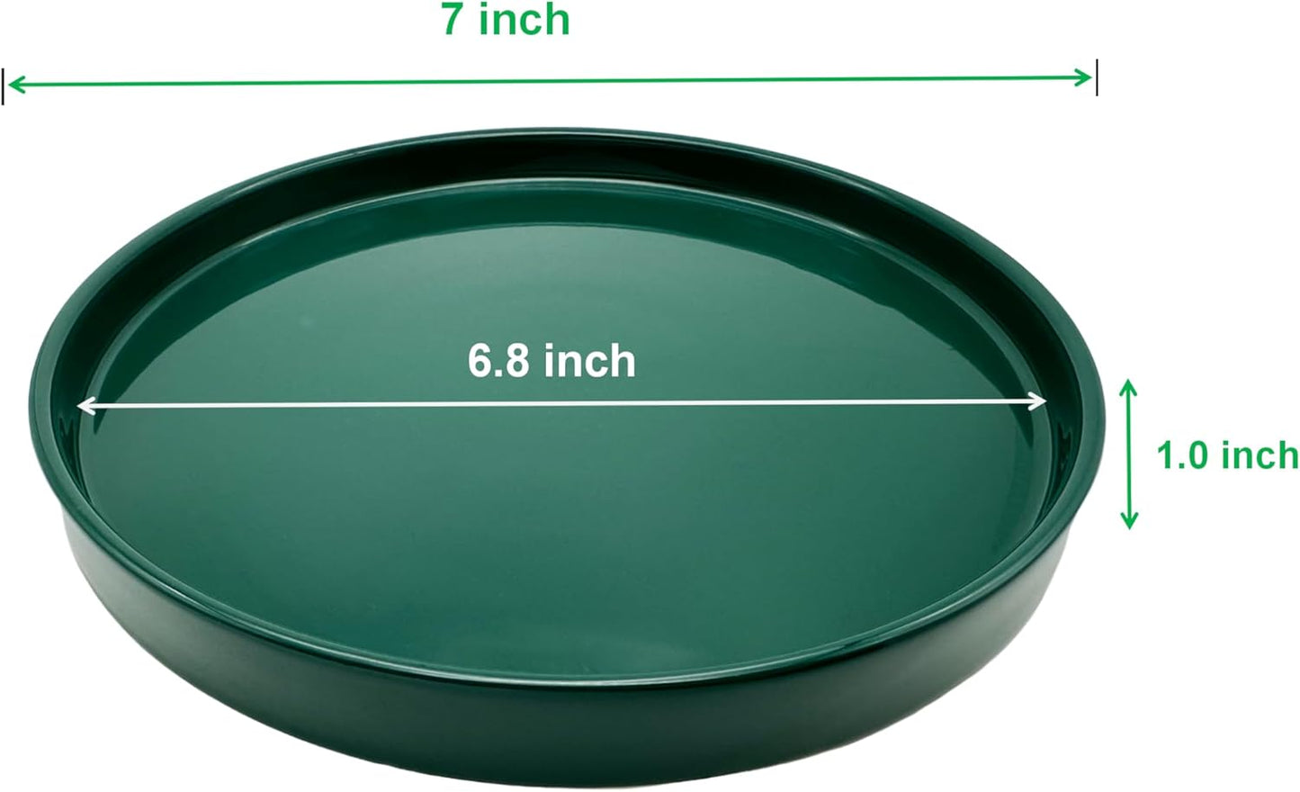 2 Pack Ceramic Plant Saucer Pot Tray 7 Inch, Planter Saucers 4 5 6 7 8 9 10 11 12 13 Inch for Indoors Outdoor, Durable Sturdy Flower Drainage drip Water Tray for Glazed Pots Base (7 Inch-Green)