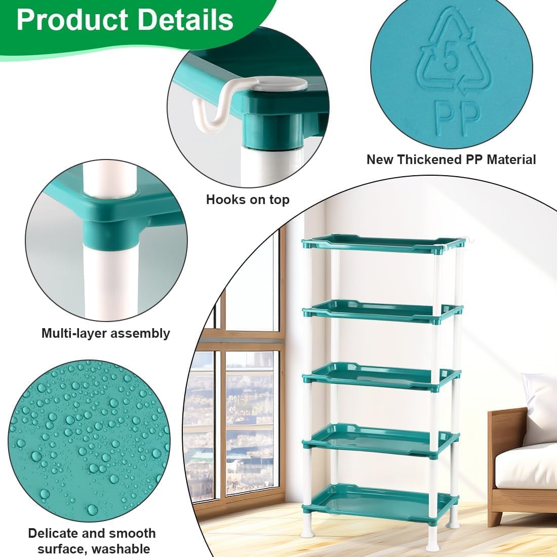 5-Tier Seed Stand with 5 Trays, Seed Starting Rack Propagation Rack Kit for Stackable Seedling Tray Seedling Staging Table for Indoor Outdoor Growing(Blue)
