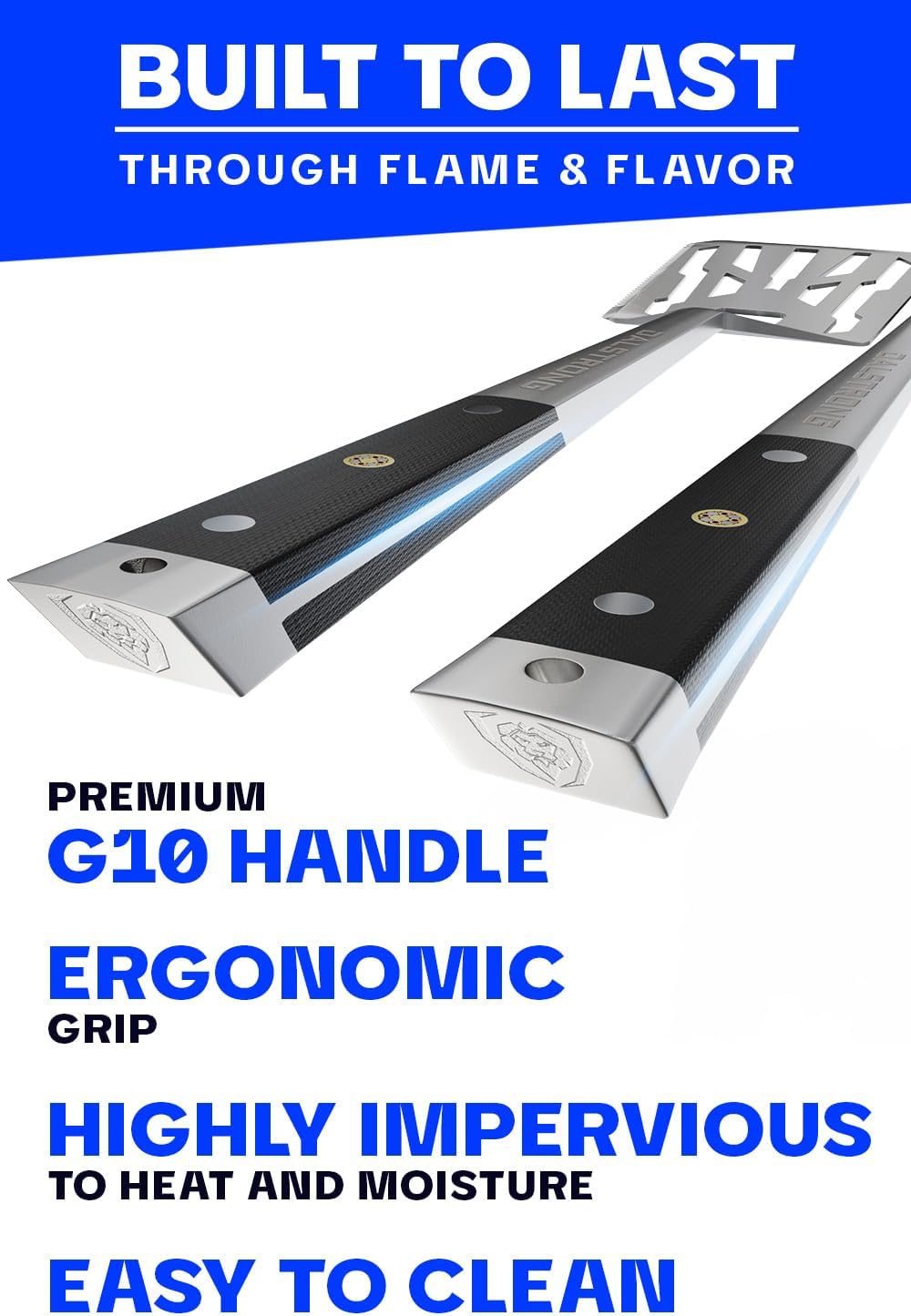 DALSTRONG 4-Piece Professional BBQ Pitmaster Grill Set - Premium High-Carbon Stainless Steel Grilling - 18 inch Length - Silicone Brush, Spatula, Tongs, Fork - G10 Handles