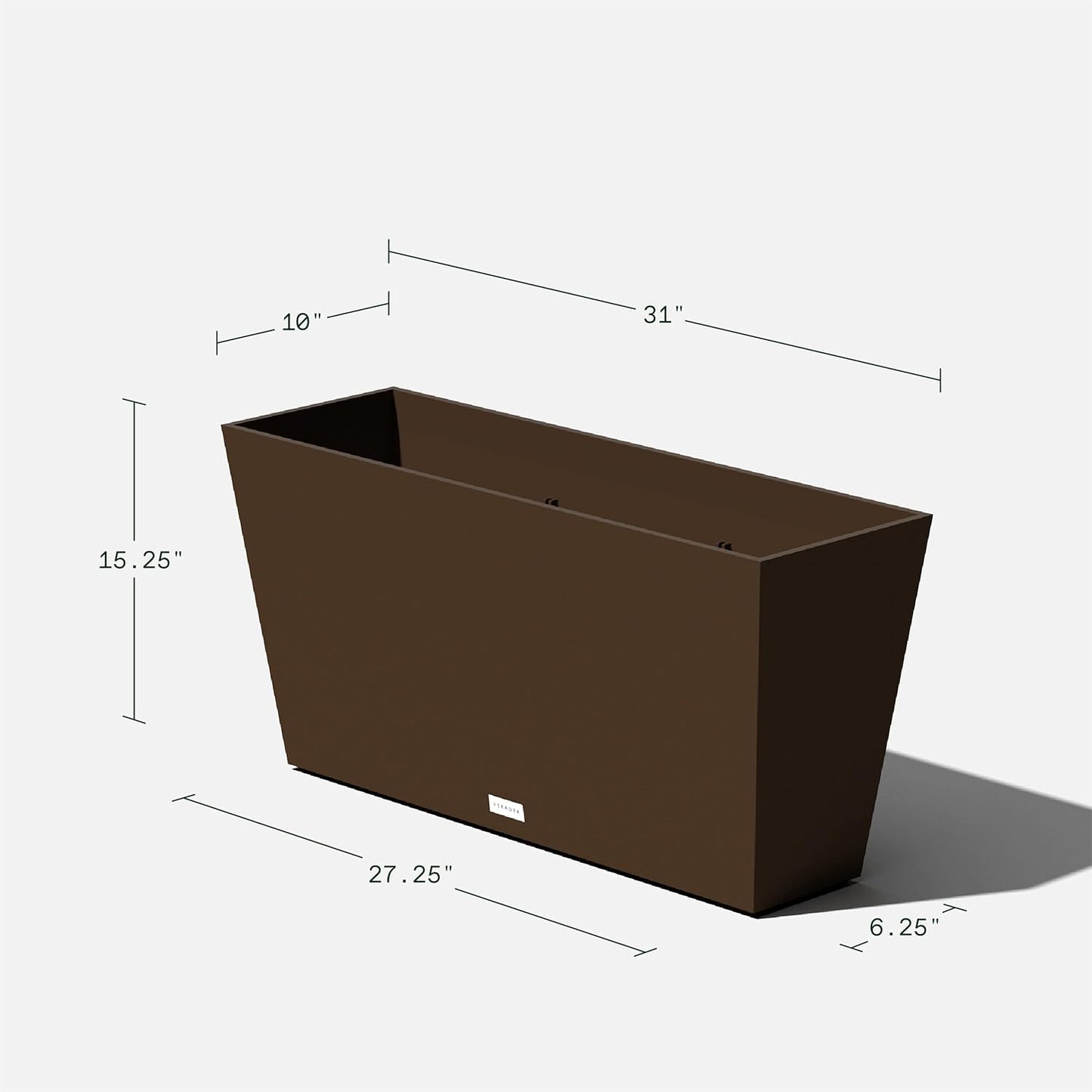 Veradek Pure Series Midori Trough Planter - Large Rectangular Planter for Indoor or Outdoor Deck/Porch | Durable All-Weather Use with Drainage Holes | Modern Decor for Shrubs, Flowers, Small Plants