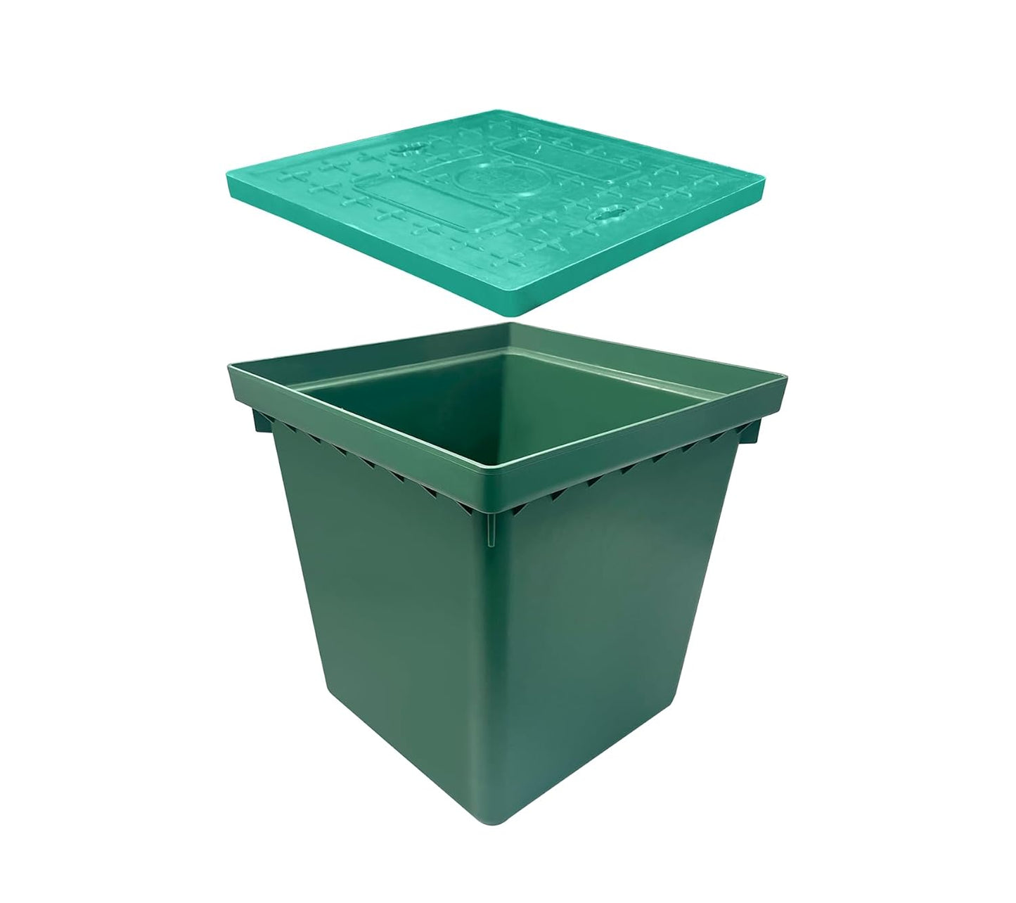 16x16x16in Underground Splice Boxes with Fiberglass Solid Cover,In Ground Pull Box Deep Enclosure Distribution Pit Electrical Junction Boxes Drillable Precast Tapered Pit for Cable Wiring