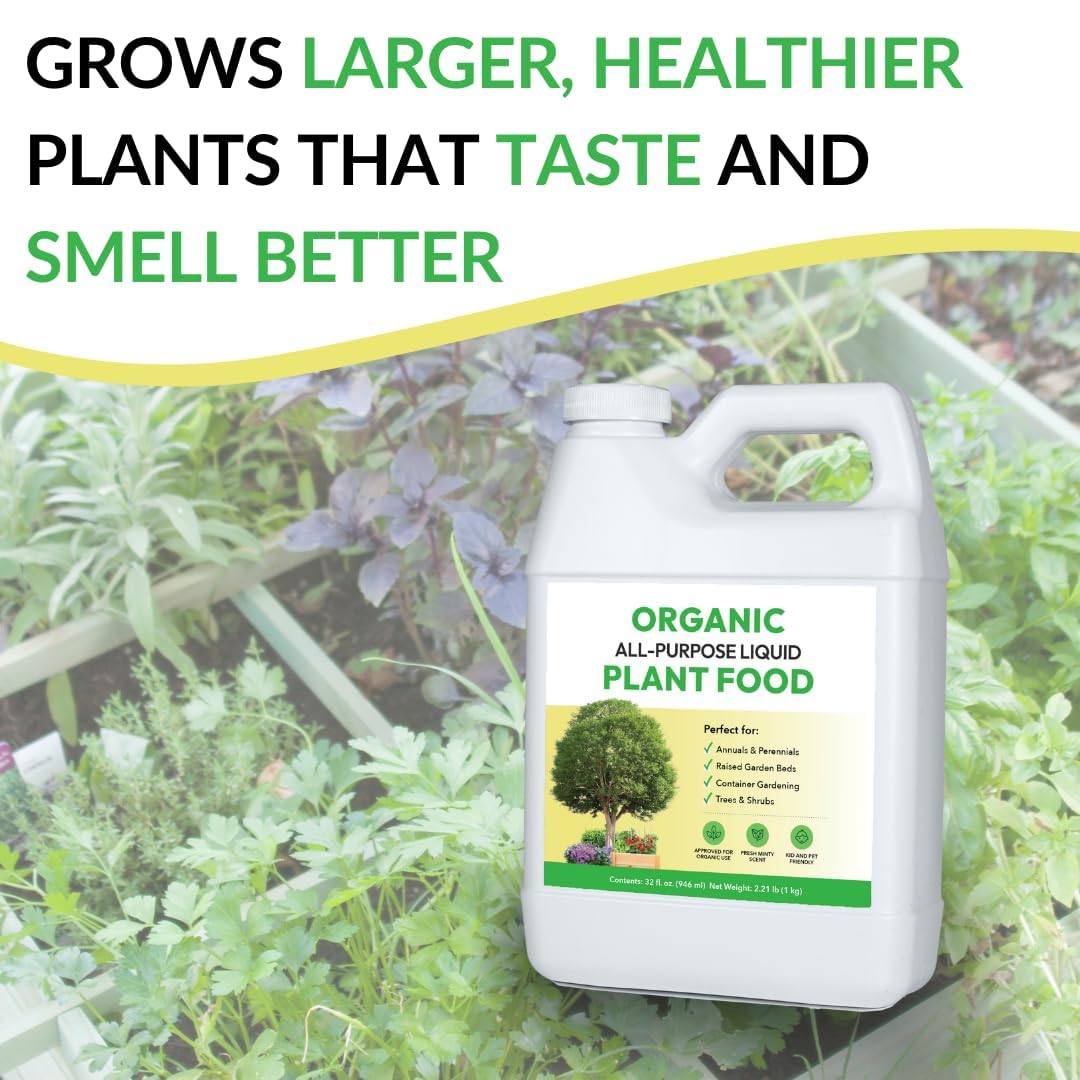 FOOP Organic All-Purpose Liquid Plant Food - Use on All Outdoor Plants: Flower Beds, Vegetable Gardens, Container Gardening | Concentrated Liquid Fertilizer (1 Gallon, 2 Pack, Mixes to 256 Gallons)