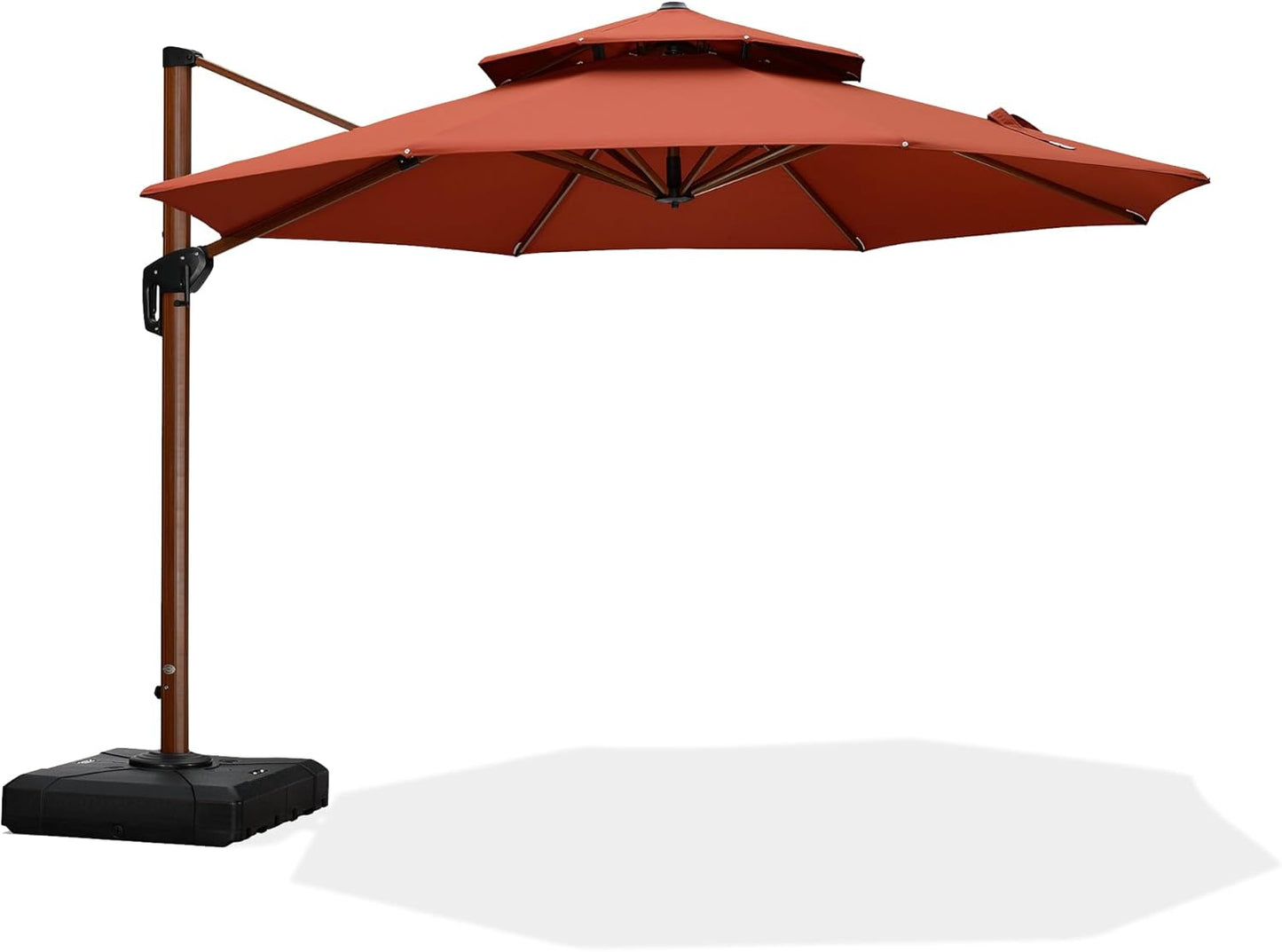 PURPLE LEAF 11ft Patio Umbrella Outdoor Round Umbrellas Large Cantilever Umbrella Windproof Offset Umbrellas Heavy Duty Sun Umbrella for Garden Deck Pool Patio, Brick Red