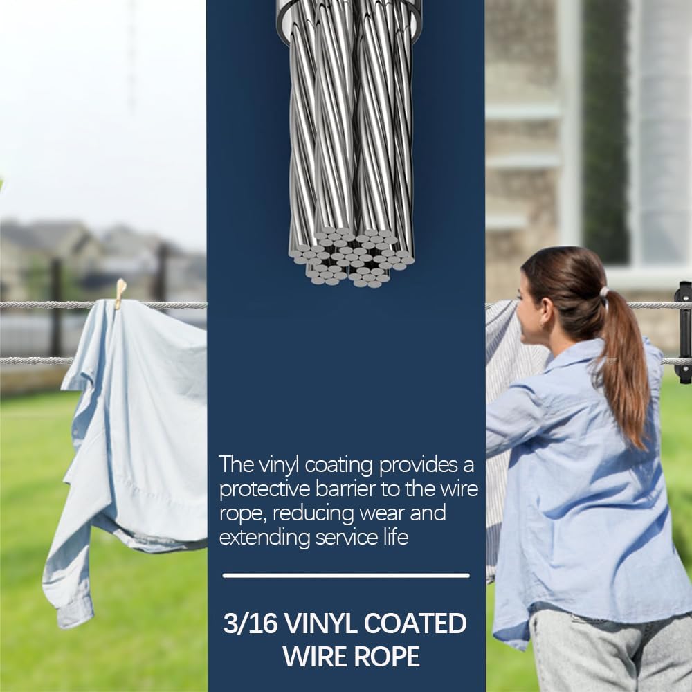 3/16 Wire Rope Kit, 100ft Vinyl Coated Galvanized Steel Cable with M5 Turnbuckles for Cables Wire, Rope Clamp & Thimble, 7X7 Strand Aircraft Cable for Anchored Shed, Fencing, Sunshade