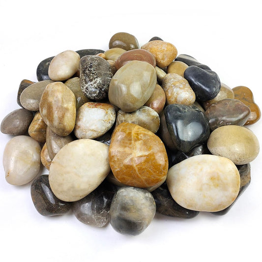 20lbs Large River Rocks for Landscaping, 3-4" Decorative Pebbles for Garden Design, Hand-Picked Smooth Stones for Fish Tank, Flower Pots, Indoor Water Fountains, Pathways, Backyard, Mixed Color