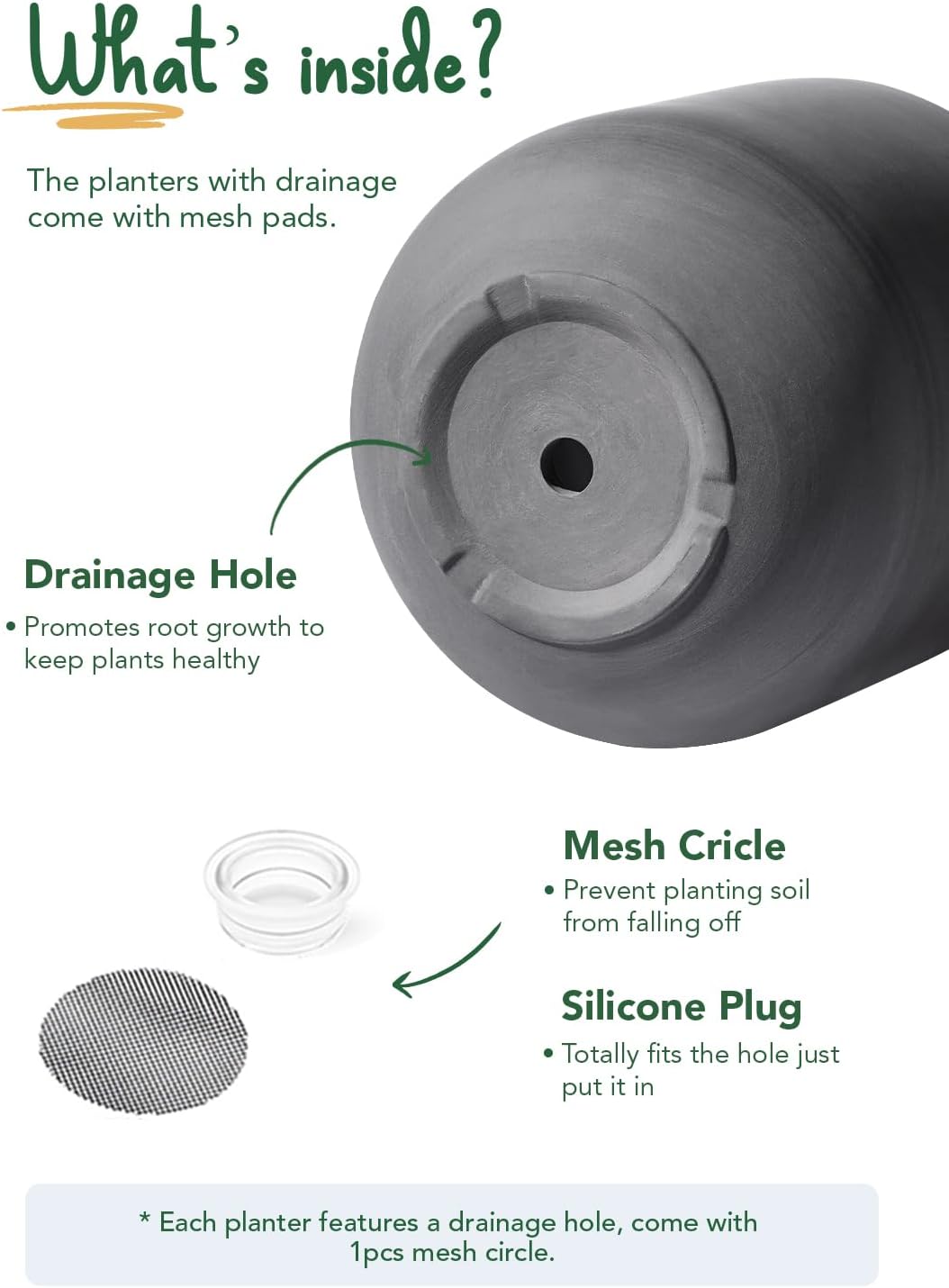 LE TAUCI 12 Inch Pots for Plants, Ceramic Large Planters for Indoor Plants, Indoor Plant Pots for Home Garden Patio Office, Big Planter Pots with Drainage Hole and Rubber Plug, Charcoal Gray